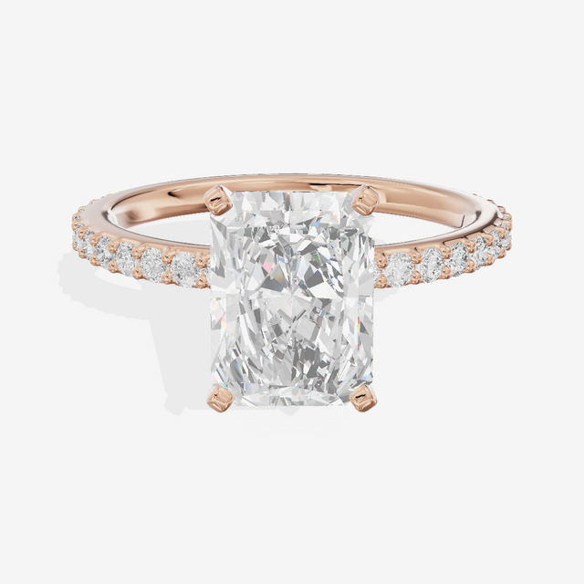 Petite Trellise Radiant Engagement Ring with Side Stones (1/3 ct. tw.) in 18K Rose Gold