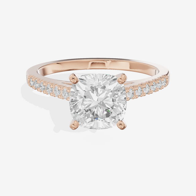 Sworn Vowsae Cushion Engagement Ring with Side Stones (1/10 ct. tw.) in 14K Rose Gold