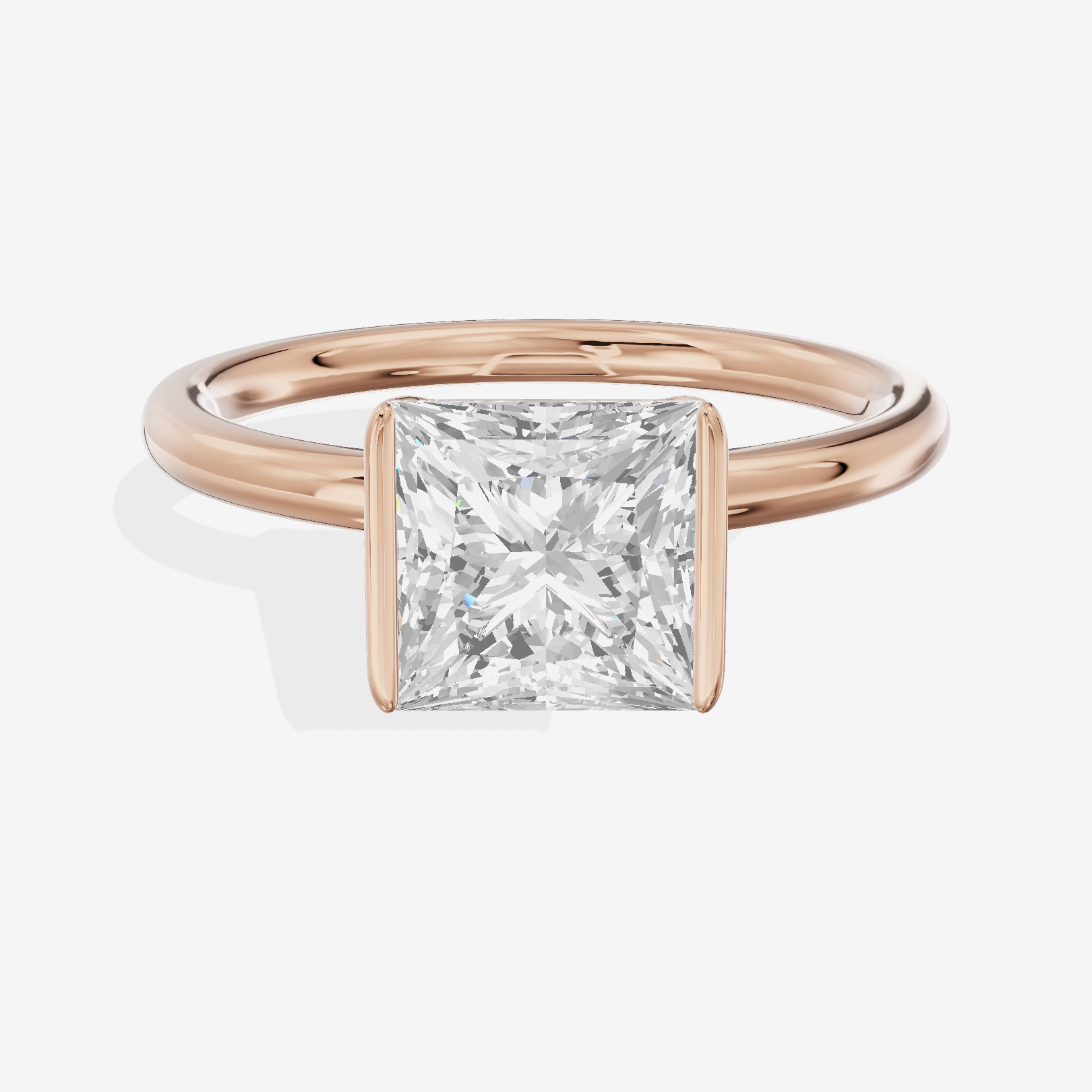 Sincere Bezel 1.8mm Princess Solitaire Engagement Ring in 14K Rose Gold