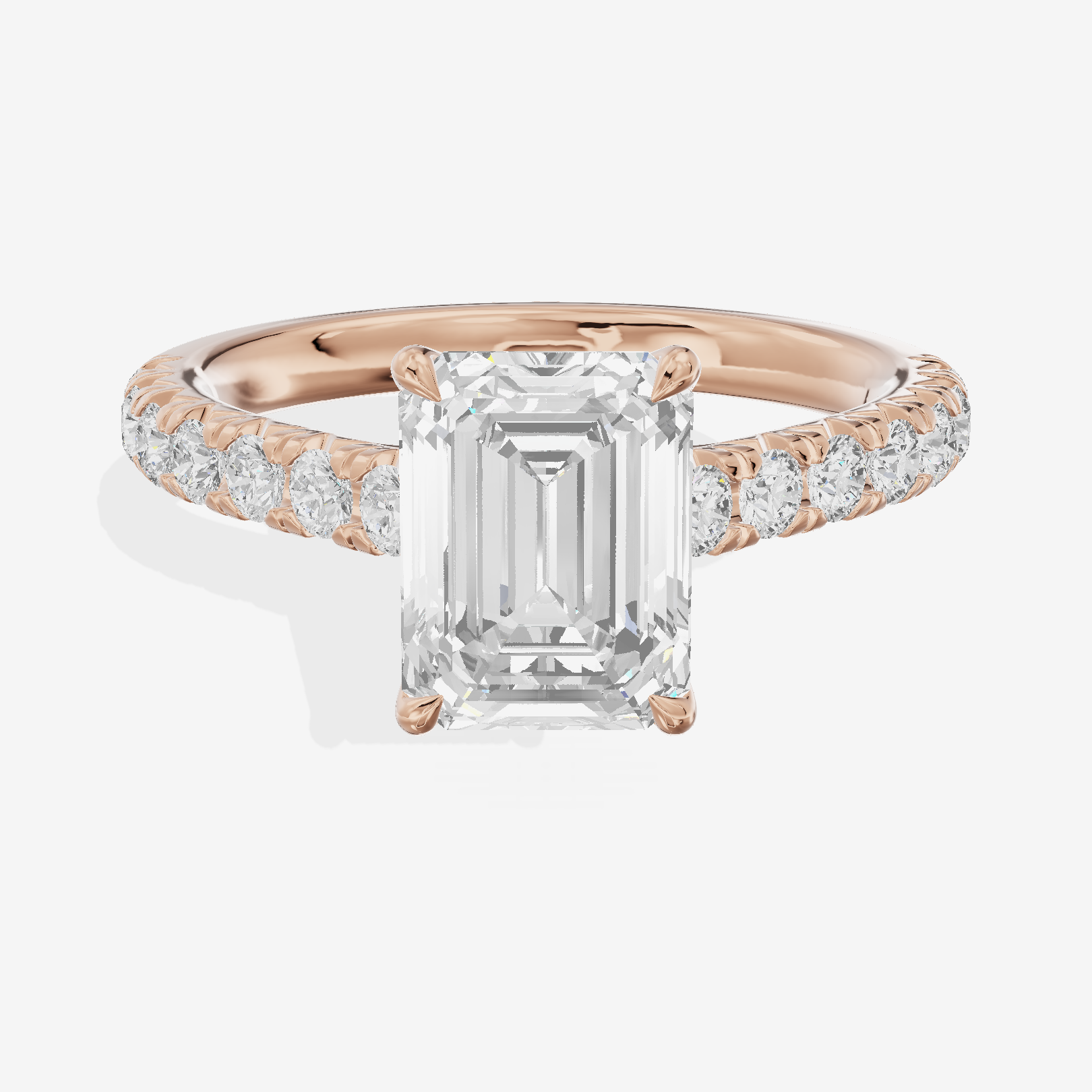 Whispered Sincere Emerald Engagement Ring with Side Stones (2/5 ct. tw.) in 14K Rose Gold