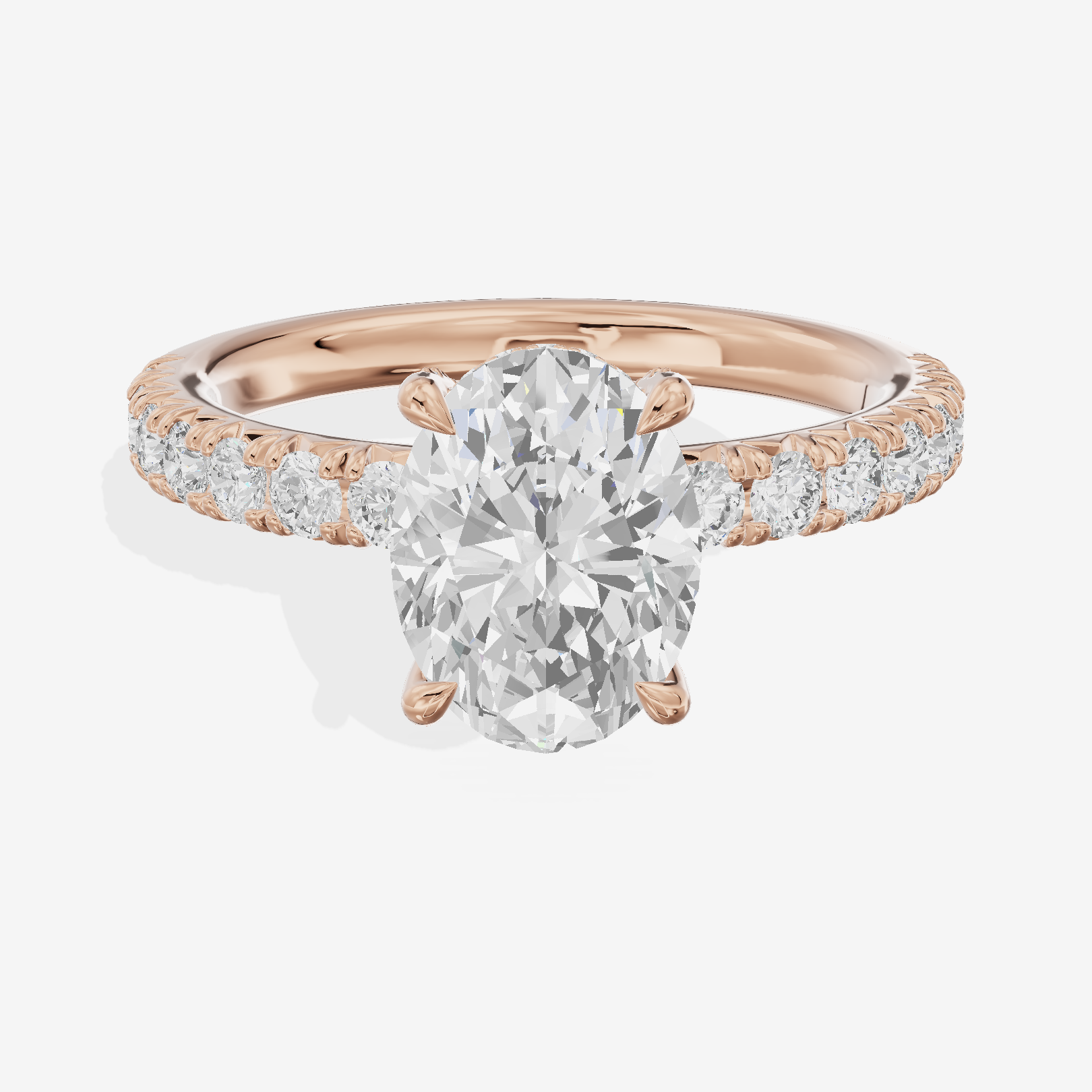 Crowned Maia Oval Engagement Ring with Side Stones (1/3 ct. tw.) in 14K Rose Gold