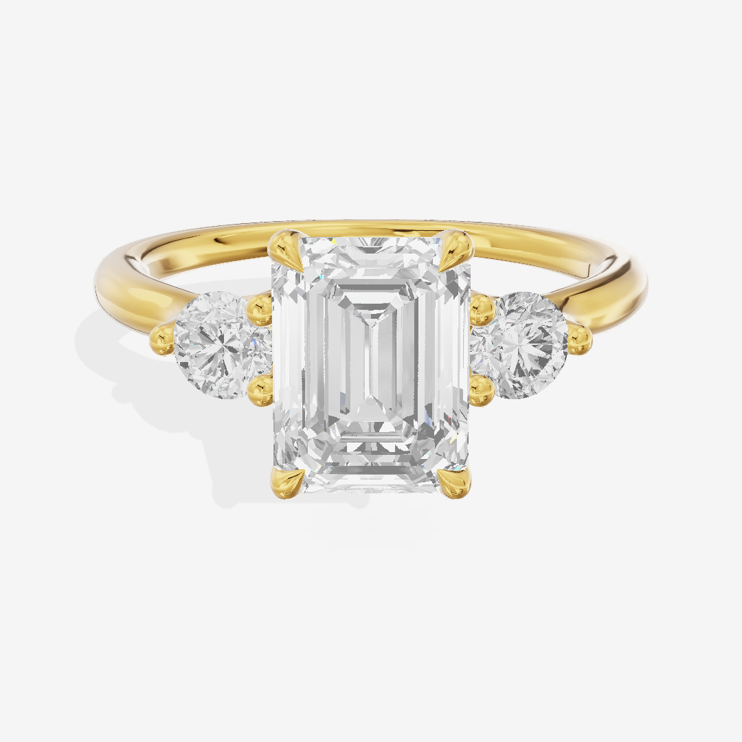 Eternal Vowsae Three Stone Emerald Engagement Ring (1/3 ct. tw.) in 18K Yellow Gold