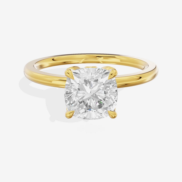 Whispered Vowsae Cushion Engagement Ring with Side Stones (1/15 ct. tw.) in 14K Yellow Gold