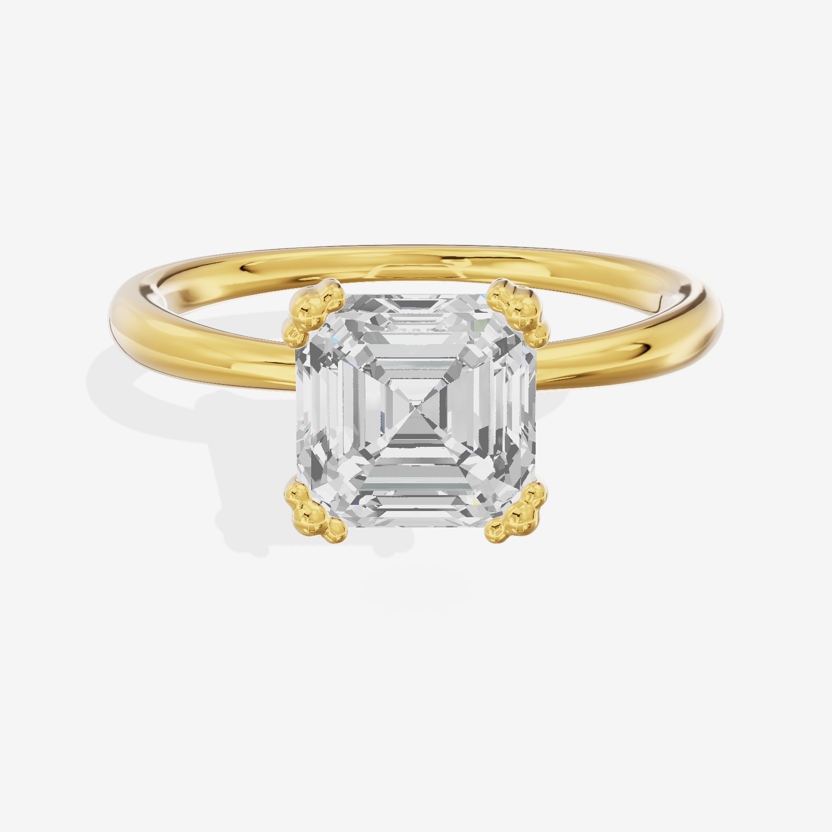 Classic Tender Asscher Solitaire Engagement Ring in 18K Yellow Gold