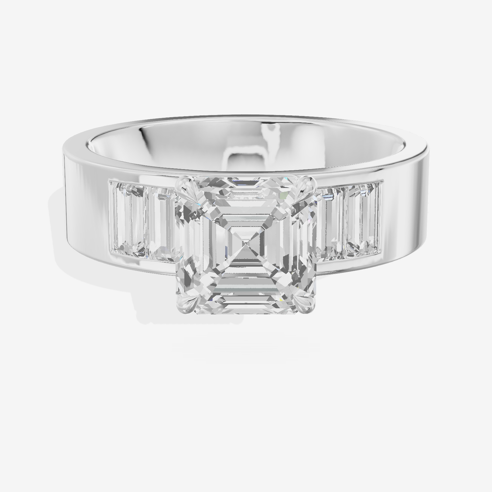 Grand Sincere Asscher Engagement Ring with Side Stones (3/5 ct. tw.) in Platinum
