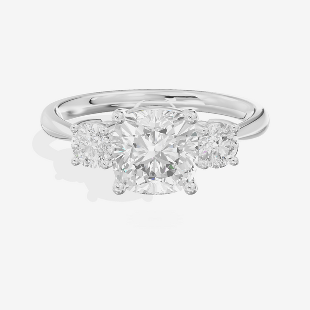 Grand Sincere Three Stone Cushion Engagement Ring (1/3 ct. tw.) in Platinum