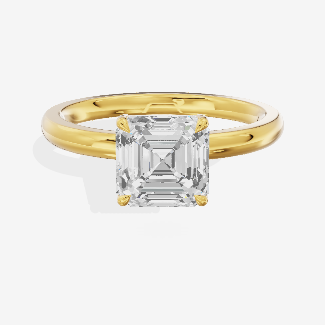 Petite Tender 2mm Asscher Solitaire Engagement Ring in 18K Yellow Gold