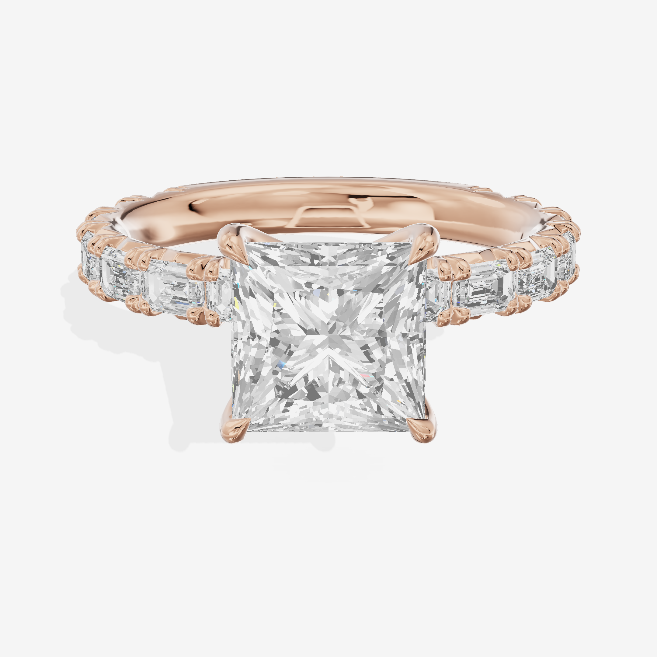 Luxe Aurea Princess Engagement Ring with Side Stones (3/8 ct. tw.) in 18K Rose Gold