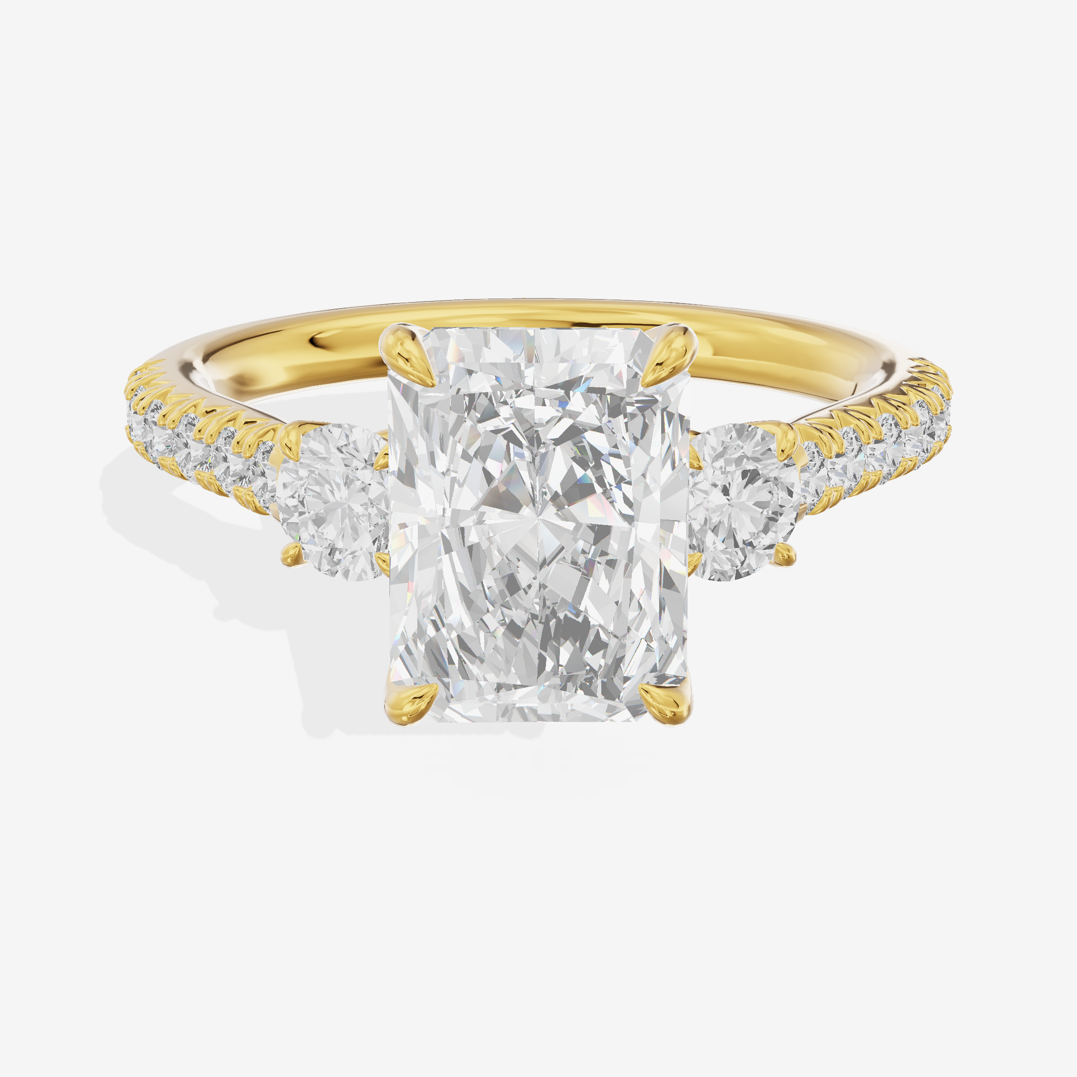 Triade Anniversary Anniversary Radiant Three Stone Engagement Ring (1/2 ct. tw.) in 18K Yellow Gold