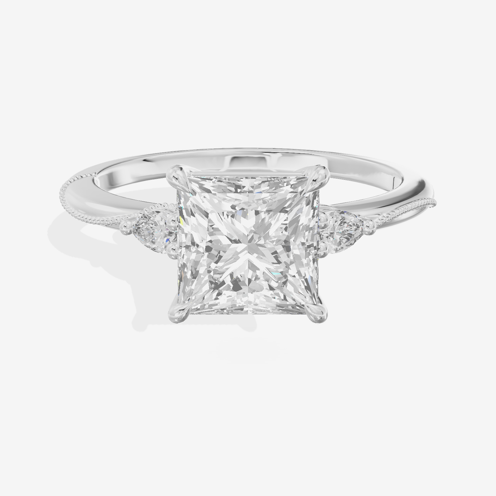 Promezza Three Stone Princess Engagement Ring (1/10 ct. tw.) in 18K White Gold