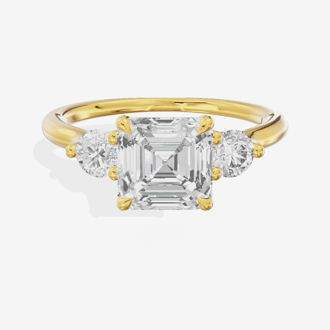 Eternal Vowsae Three Stone Asscher Engagement Ring (1/3 ct. tw.) in 18K Yellow Gold