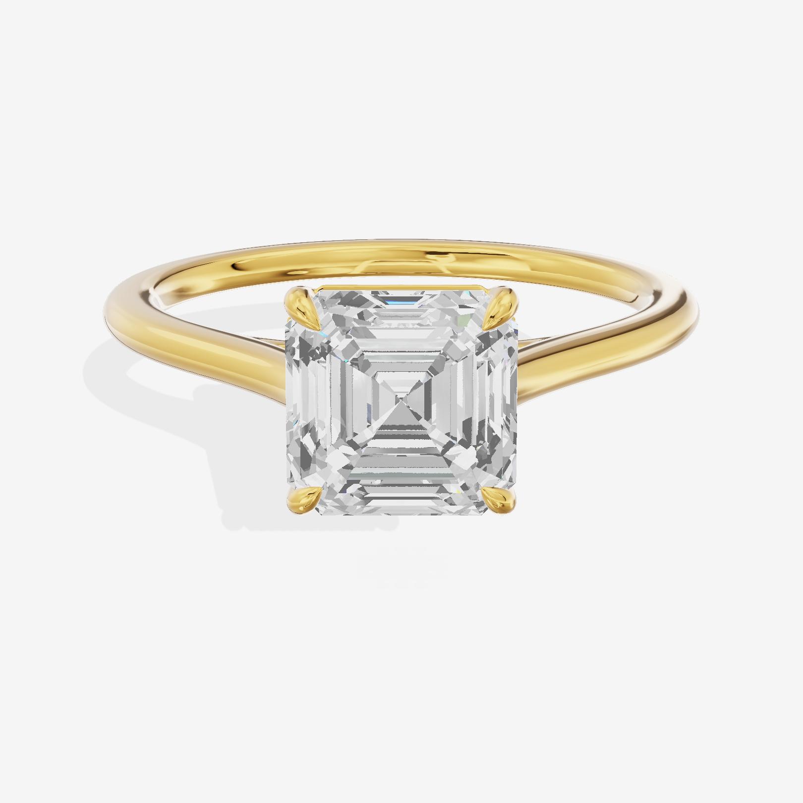 One of One 1.4mm Asscher Solitaire Engagement Ring in 18K Yellow Gold