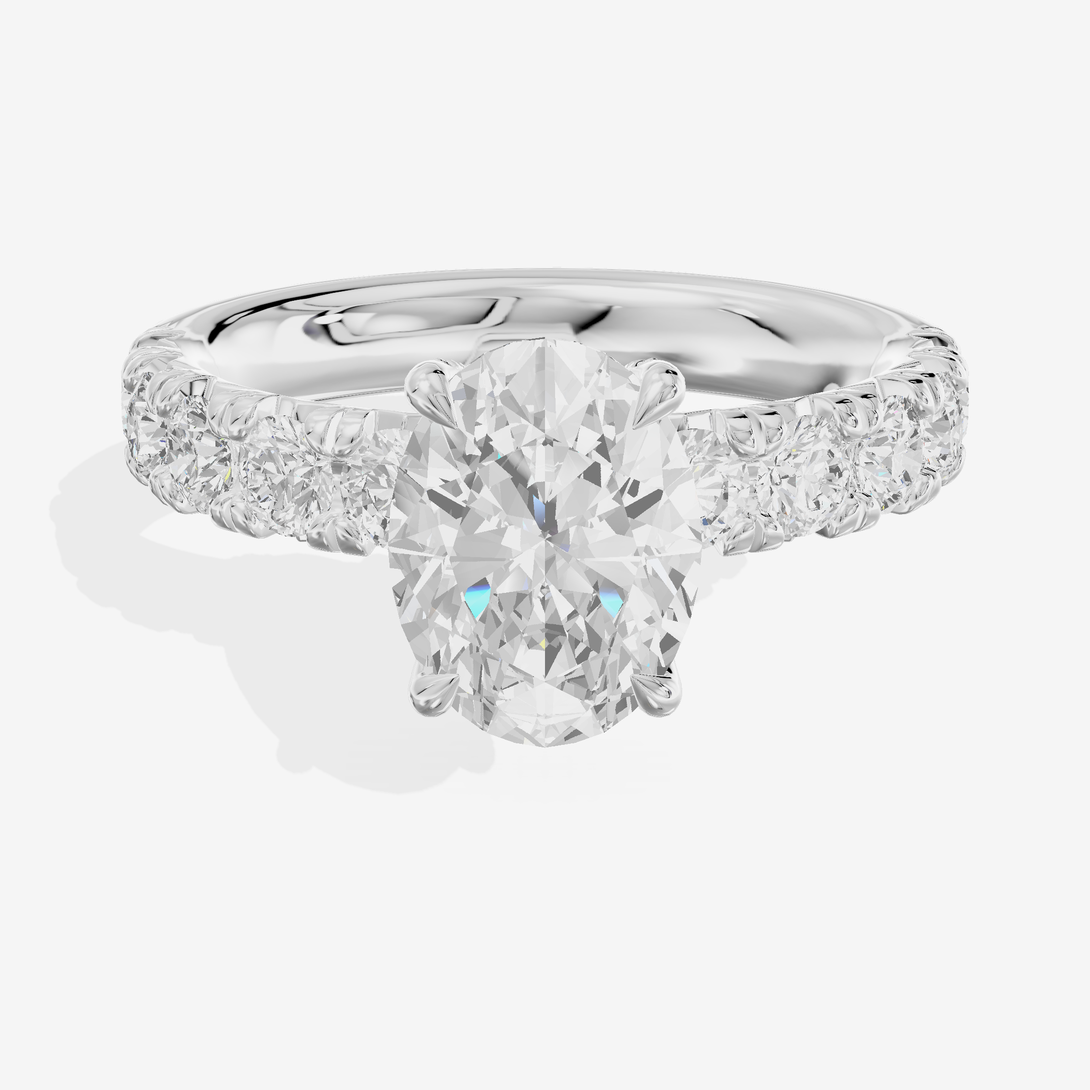 Luxe Goldweave Oval Engagement Ring with Side Stones (1/5 ct. tw.) in 18K White Gold