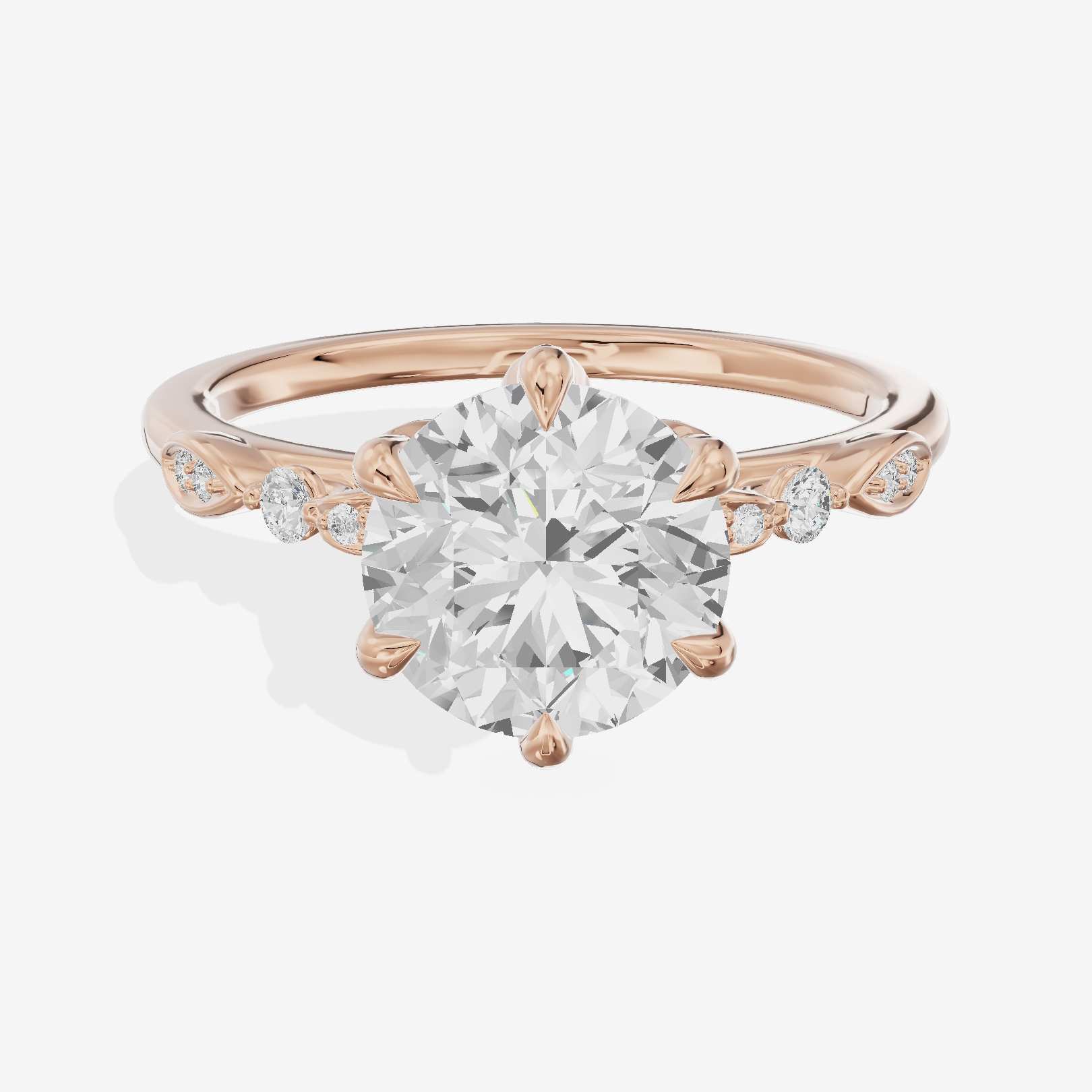 Lightwoven Round Engagement Ring with Side Stones (1/6 ct. tw.) in 14K Rose Gold