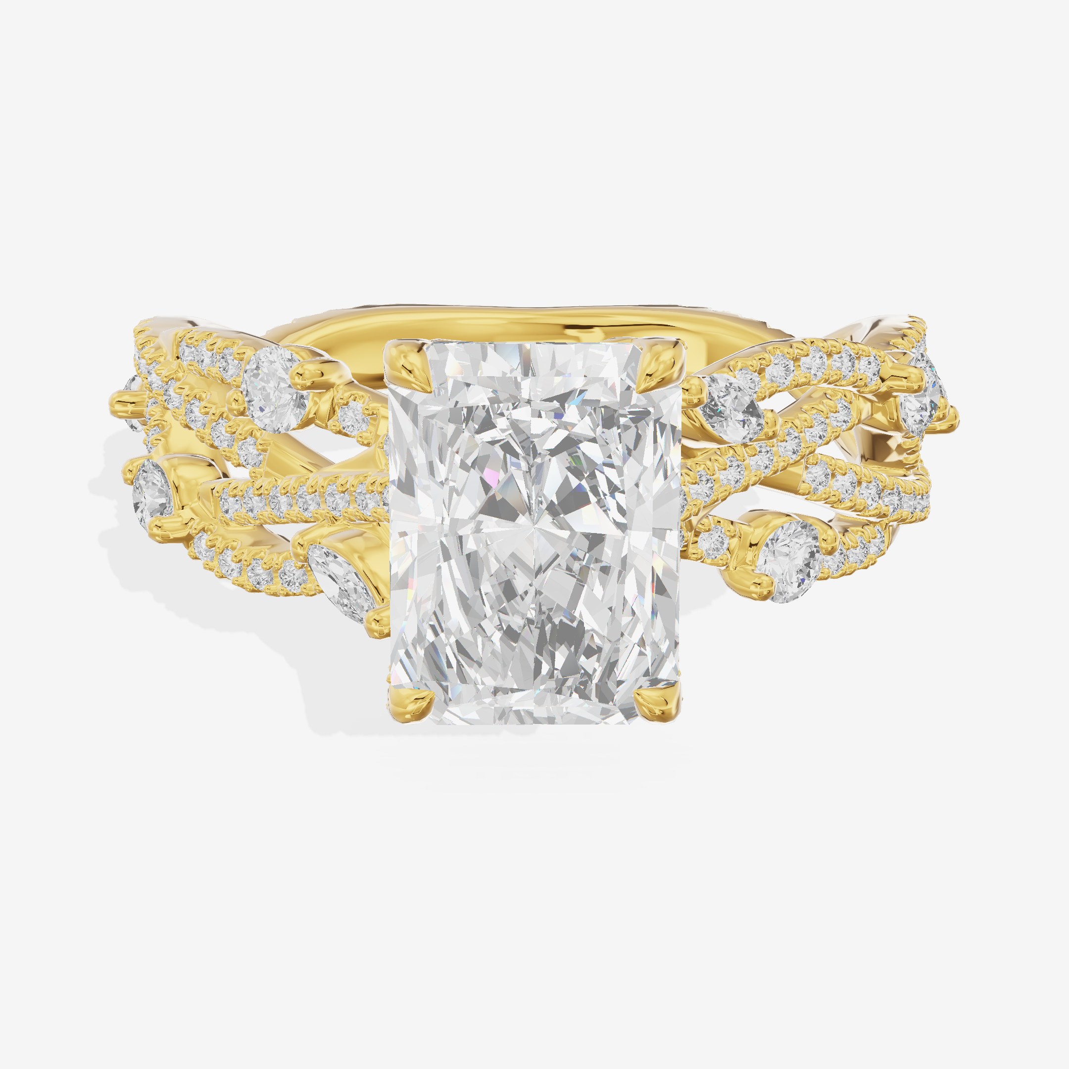 One of One Petite Radiant Engagement Ring with Side Stones (1/4 ct. tw.) in 14K Yellow Gold