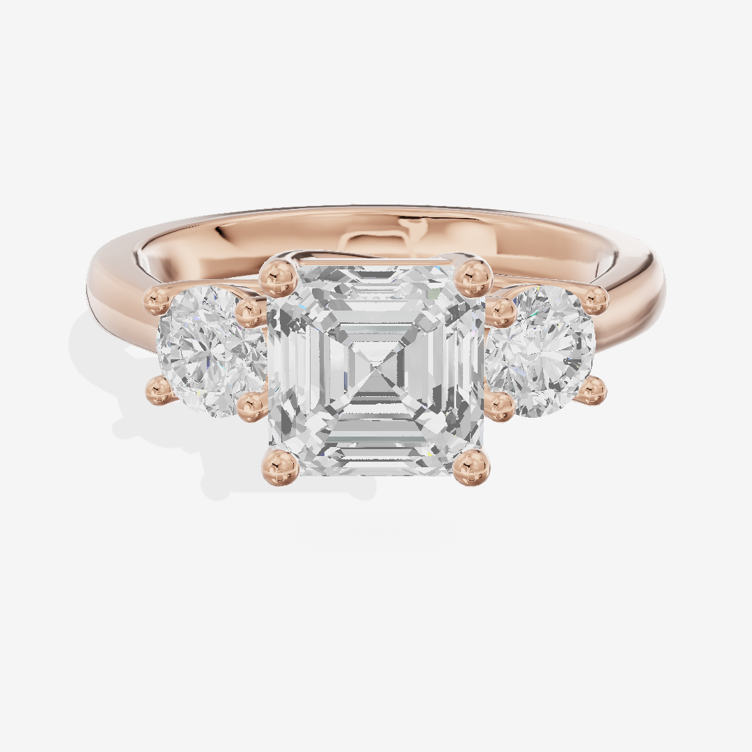 Petite Selenia Three Stone Asscher Engagement Ring (1/3 ct. tw.) in 14K Rose Gold