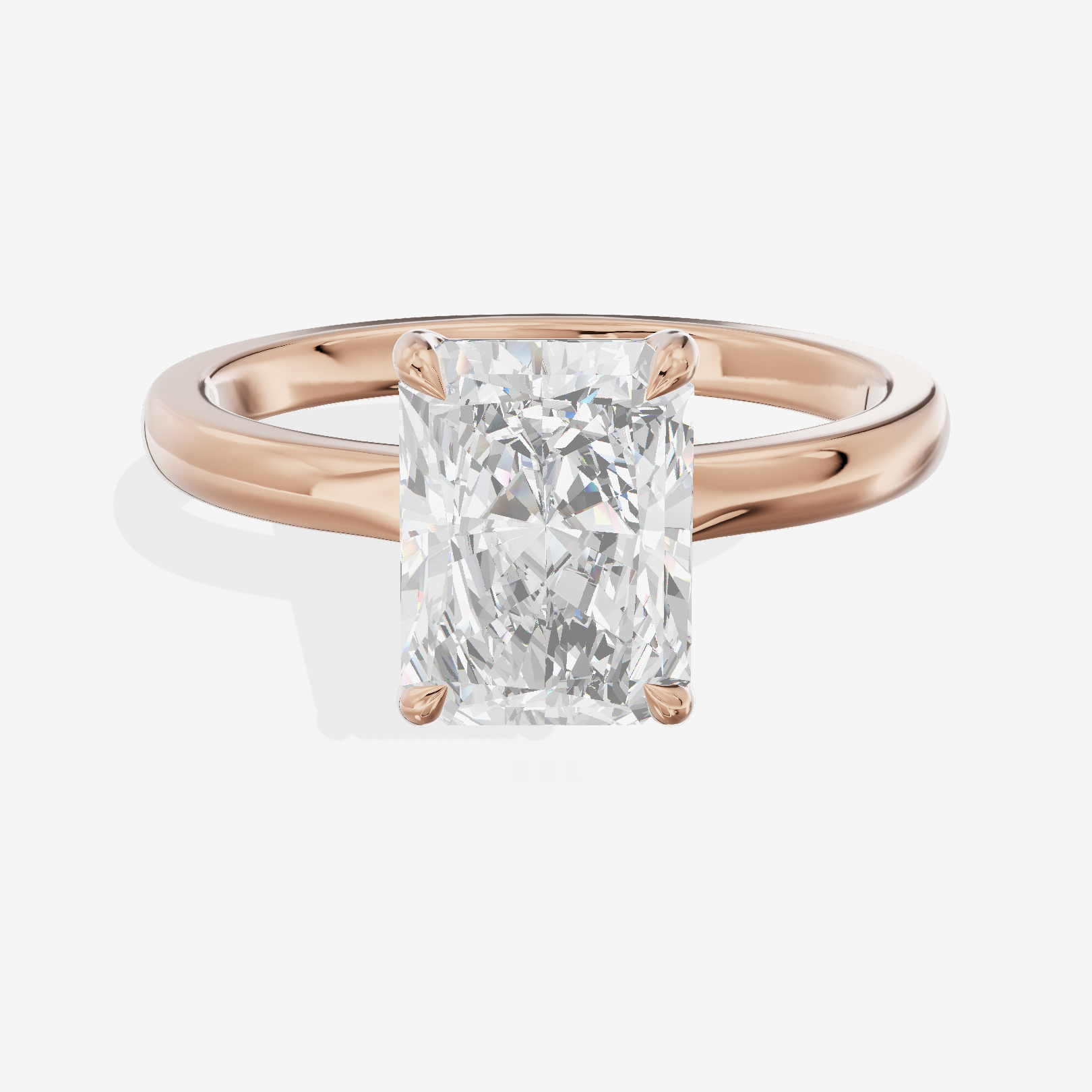 Lumina Ring 2mm Radiant Solitaire Engagement Ring in 14K Rose Gold