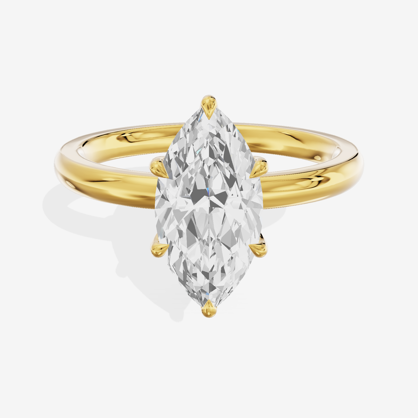 Luxe Domeline 1.5mm Marquise Solitaire Engagement Ring (1/8 ct. tw.) in 14K Yellow Gold