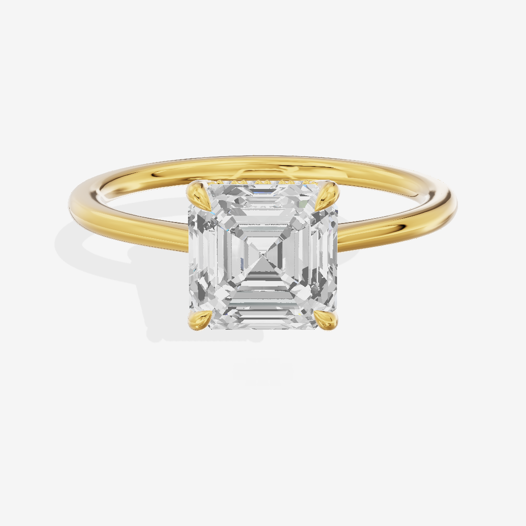 Liviana Three Stone Asscher Engagement Ring (1/4 ct. tw.) in 14K Yellow Gold