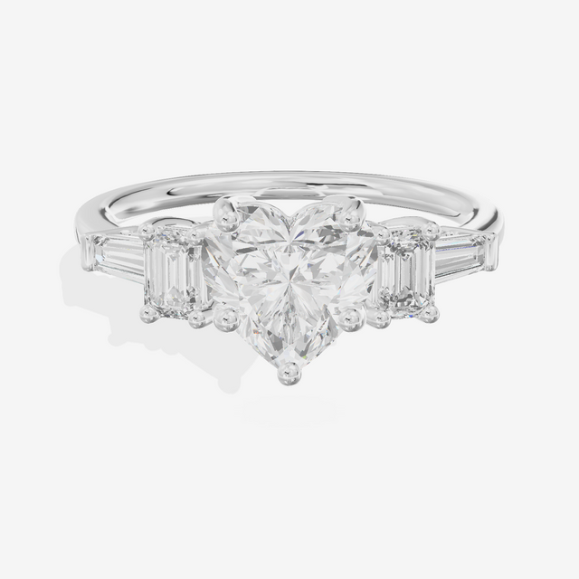 Vowsae Five Stone Heart Engagement Ring (3/4 ct. tw.) in Platinum