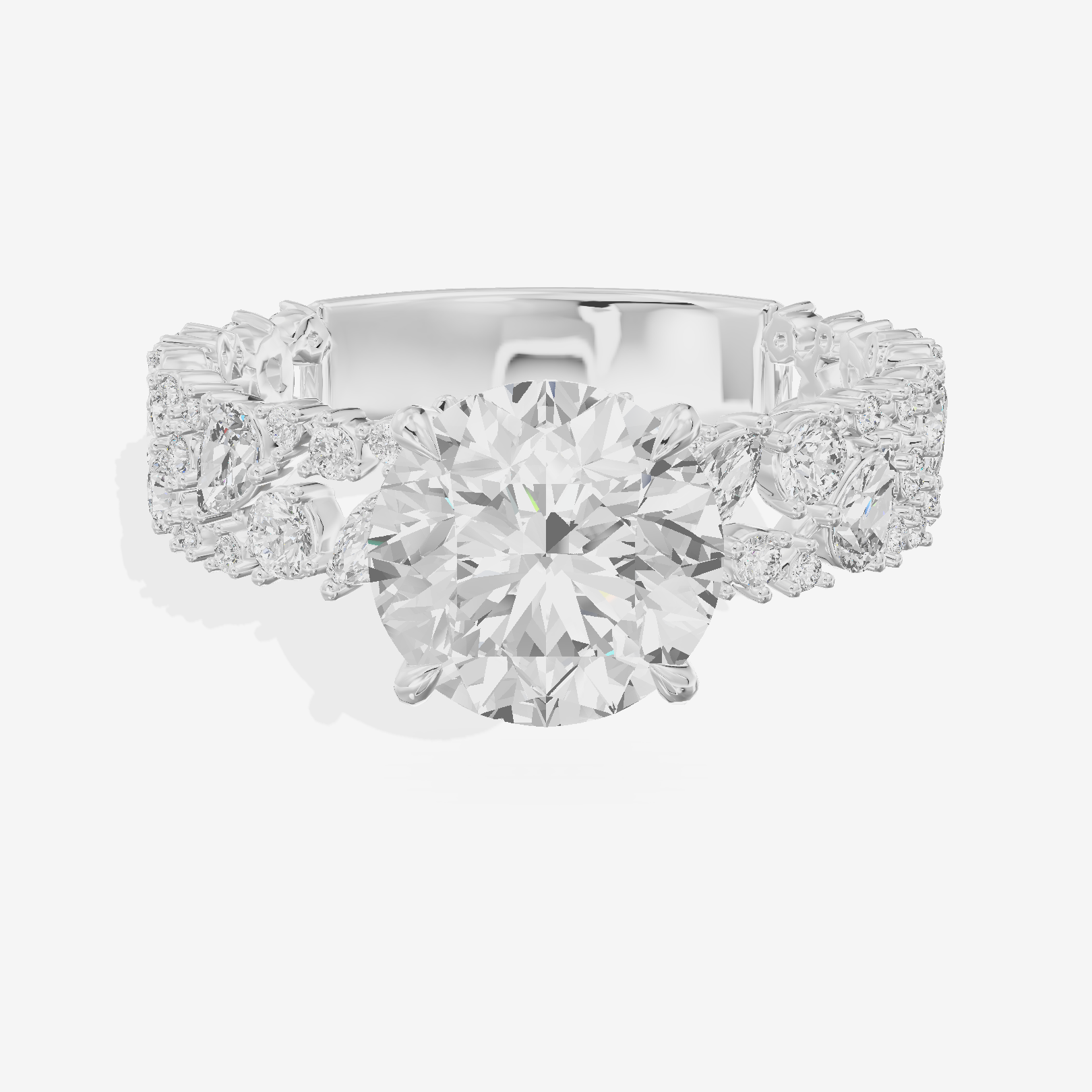 Aurea Cathedral 4.2mm Round Engagement Ring with Side Stones (3/4 ct. tw.) in Platinum