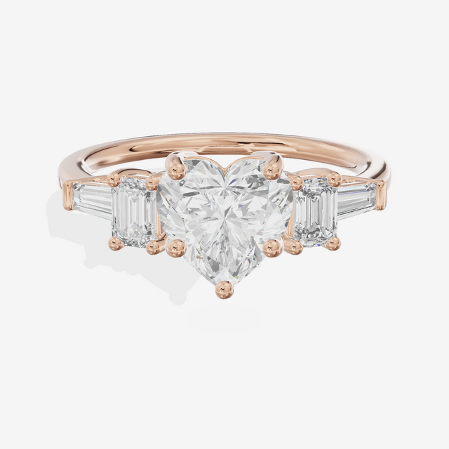Vowsae Five Stone Heart Engagement Ring (3/4 ct. tw.) in 18K Rose Gold