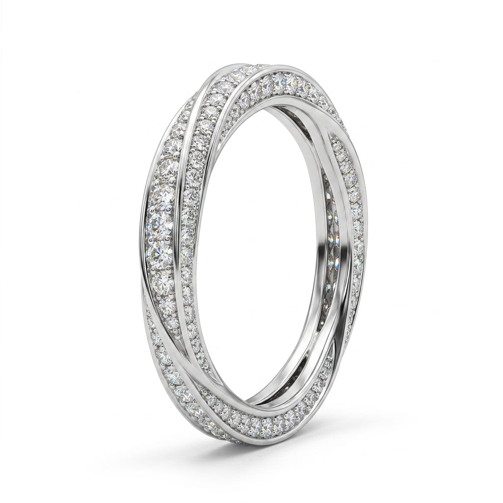 Low Profile Twist Round Wedding Band (7/8 ct. tw.) in 18K White Gold