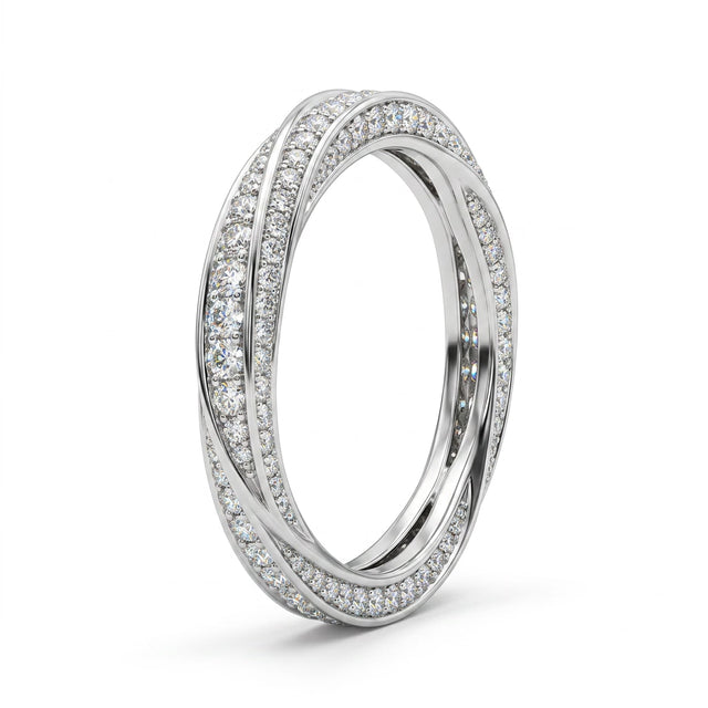 Low Profile Twist Round Wedding Band (7/8 ct. tw.) in 18K White Gold