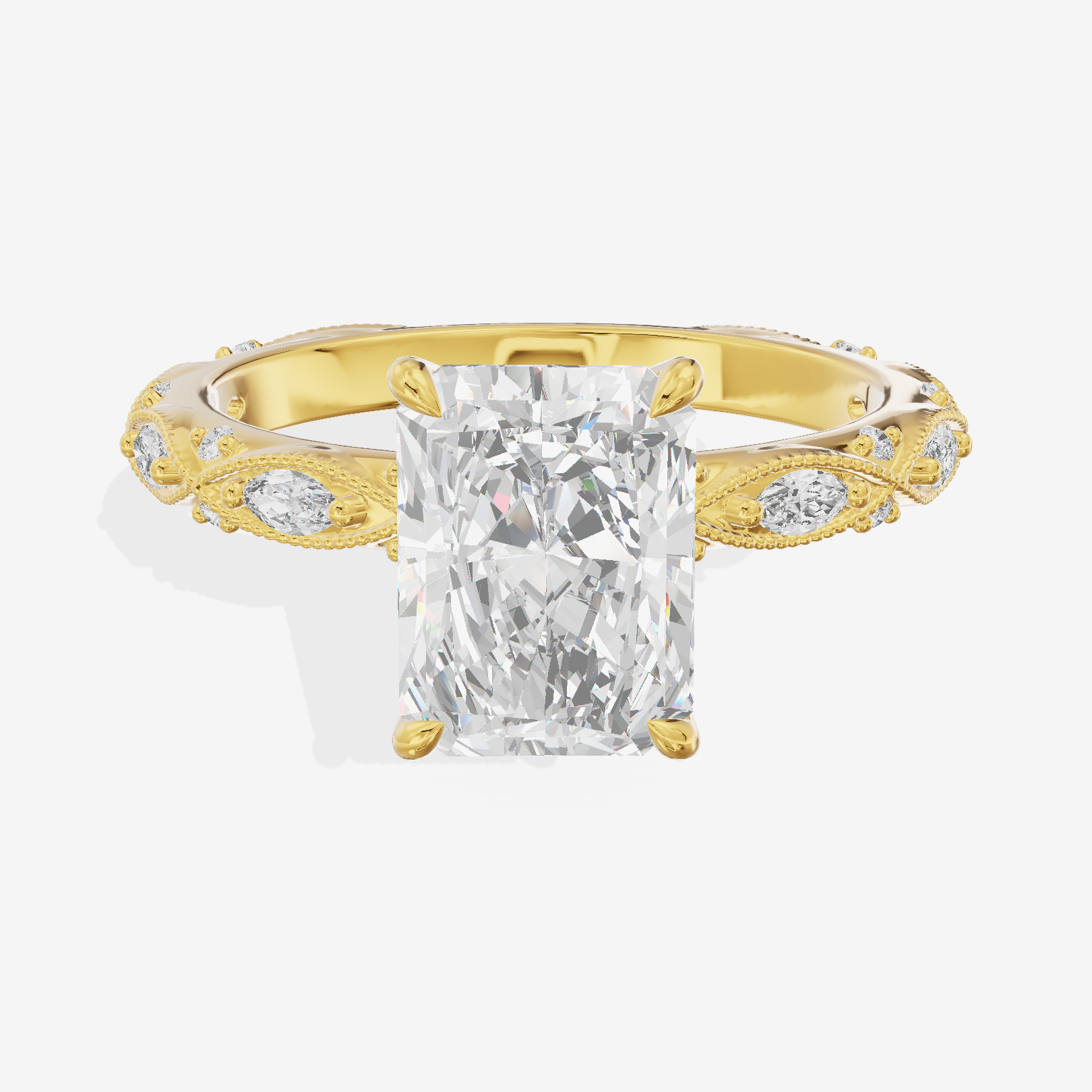 Vintage Whisper Radiant Engagement Ring (1/4 ct. tw.) in 18K Yellow Gold