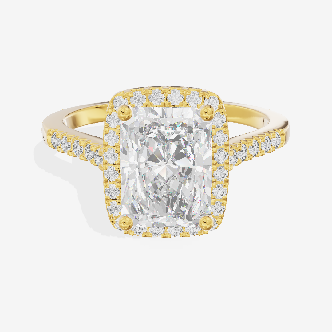 Lumera Halo Radiant Engagement Ring (1/5 ct. tw.) in 18K Yellow Gold