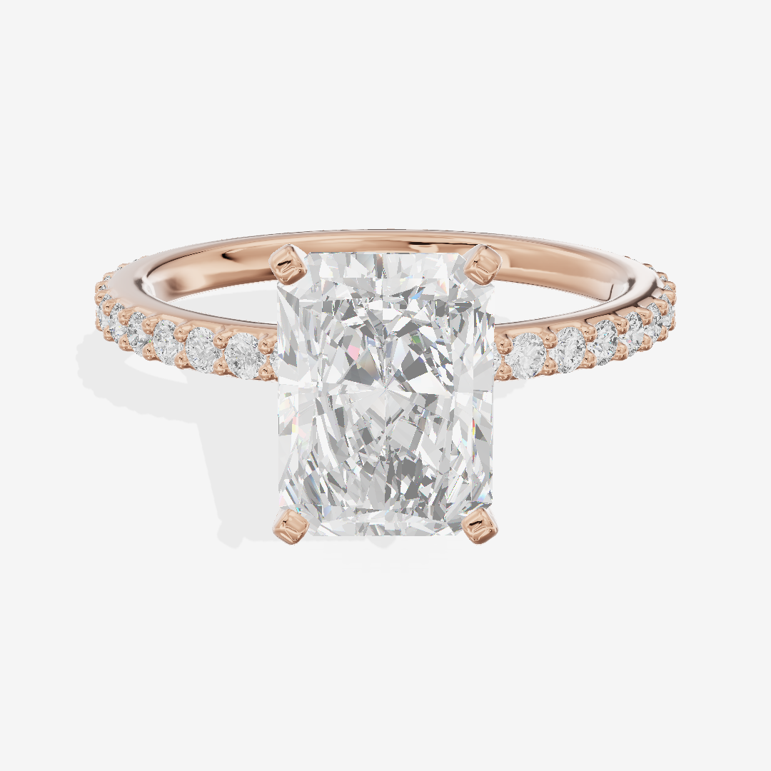 Petite Trellise Radiant Engagement Ring with Side Stones (1/3 ct. tw.) in 14K Rose Gold