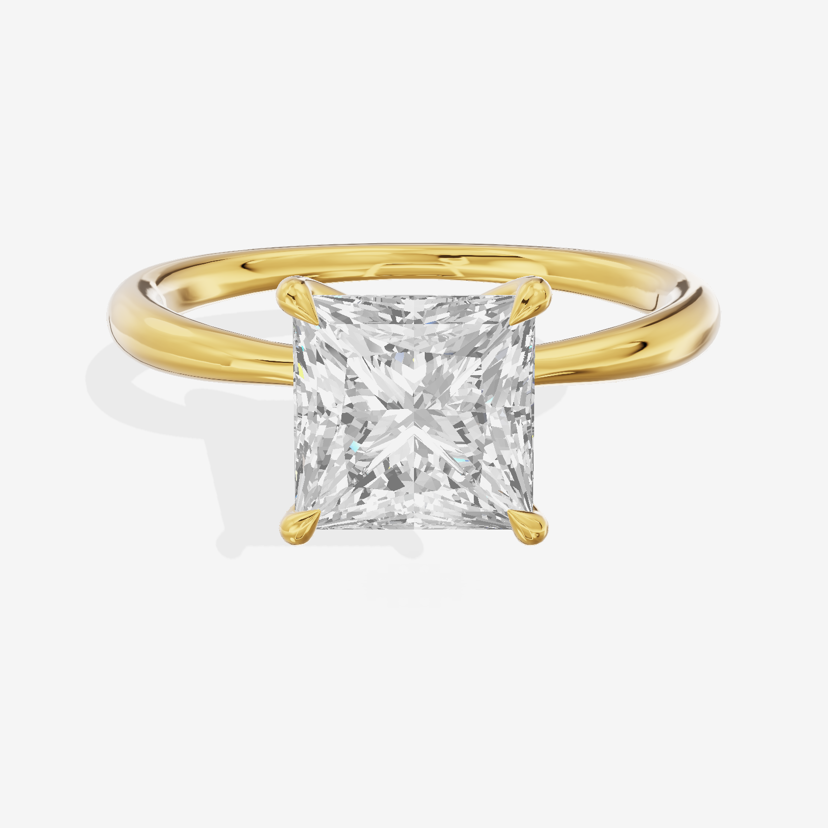Whispered Aimora Princess Solitaire Engagement Ring in 18K Yellow Gold
