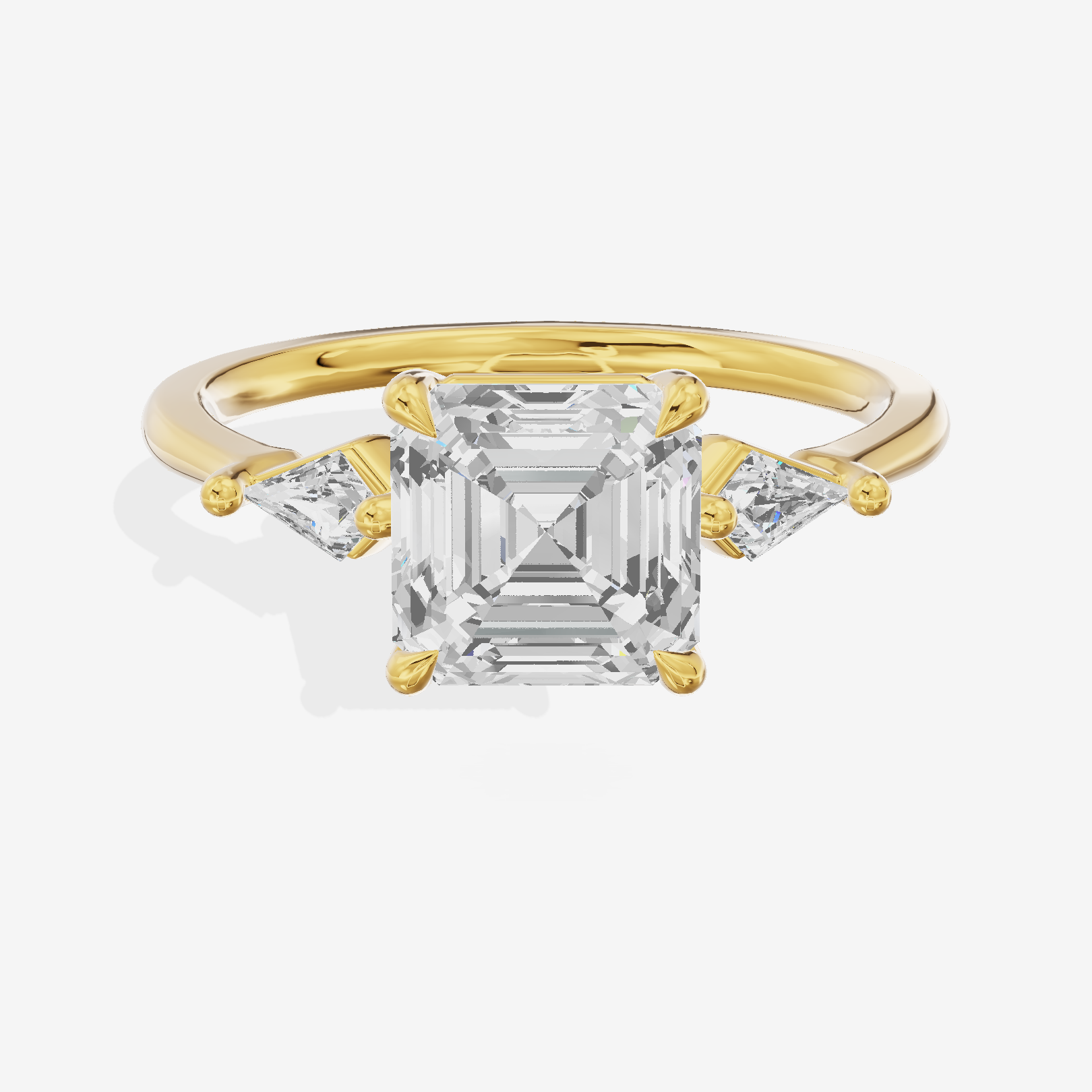 Whispered Triade Asscher Three Stone Engagement Ring (1/10 ct. tw.) in 18K Yellow Gold