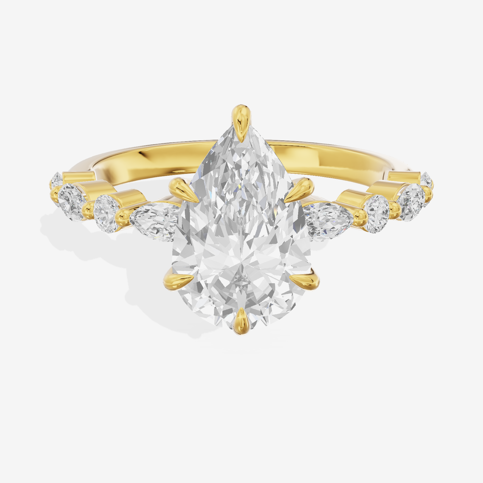 Vintage Selenia Pear Engagement Ring with Side Stones (1/4 ct. tw.) in 18K Yellow Gold