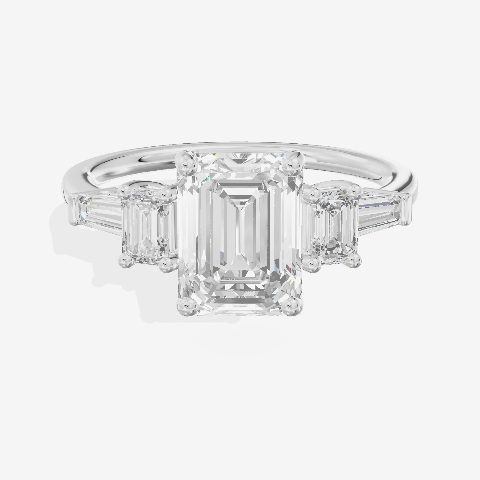 Vowsae Five Stone Emerald Engagement Ring (3/4 ct. tw.) in 18K White Gold