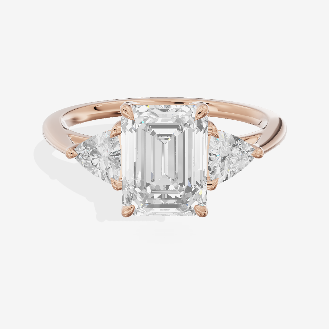 Luxe Coeurine Three Stone Emerald Engagement Ring (1/2 ct. tw.) in 14K Rose Gold