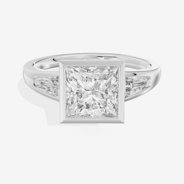 Modern Triade Princess Three Stone Engagement Ring (1/2 ct. tw.) in Platinum