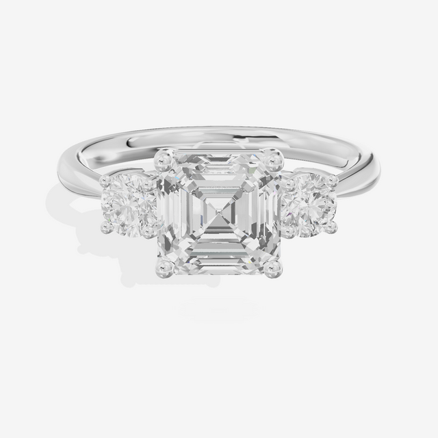 Grand Sincere Three Stone Asscher Engagement Ring (1/3 ct. tw.) in 18K White Gold