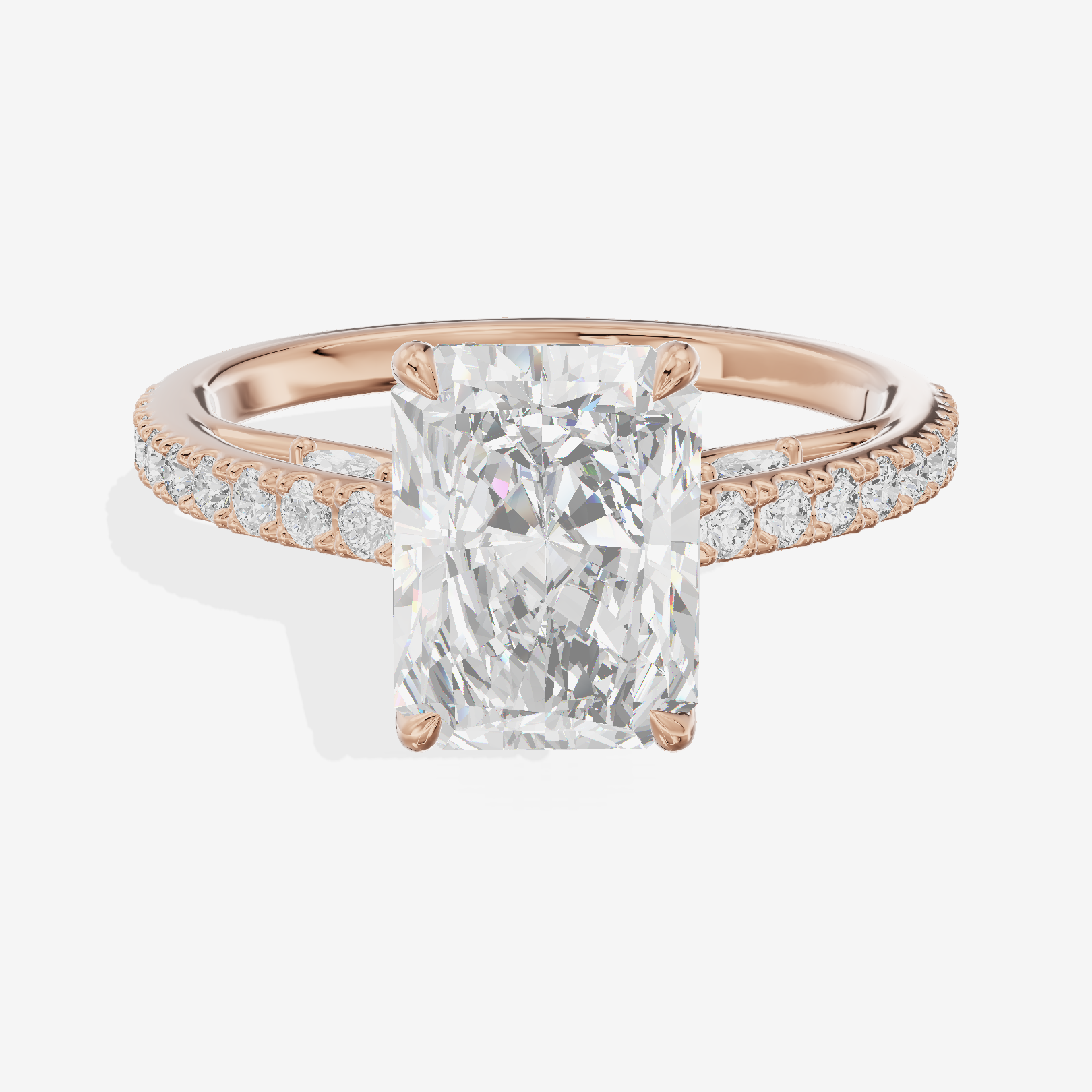 Twine Cathedral 1.8mm Radiant Solitaire Engagement Ring (1/2 ct. tw.) in 18K Rose Gold