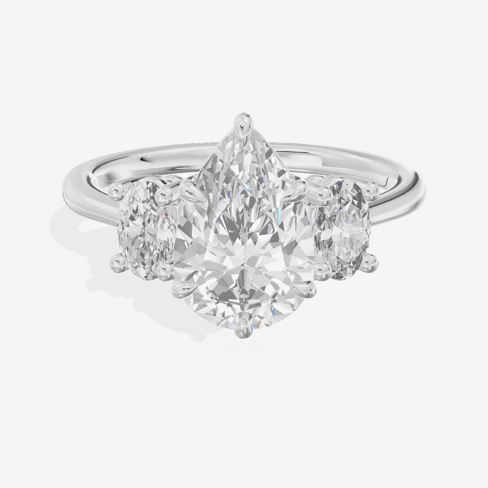 Modern Coeurine Three Stone Pear Engagement Ring (1/2 ct. tw.) in 18K White Gold