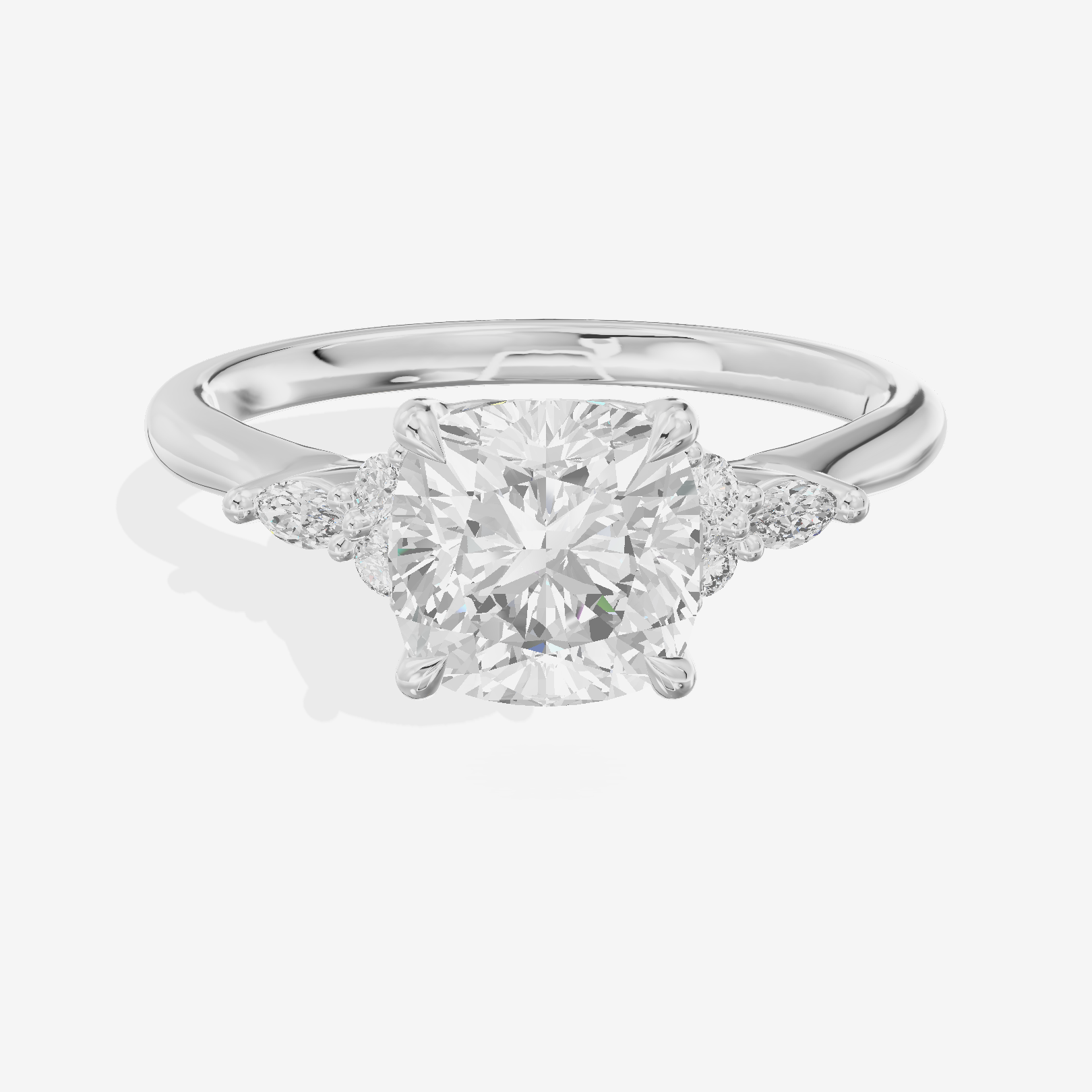 Grand Whisper Cushion Engagement Ring with Side Stones (1/6 ct. tw.) in Platinum