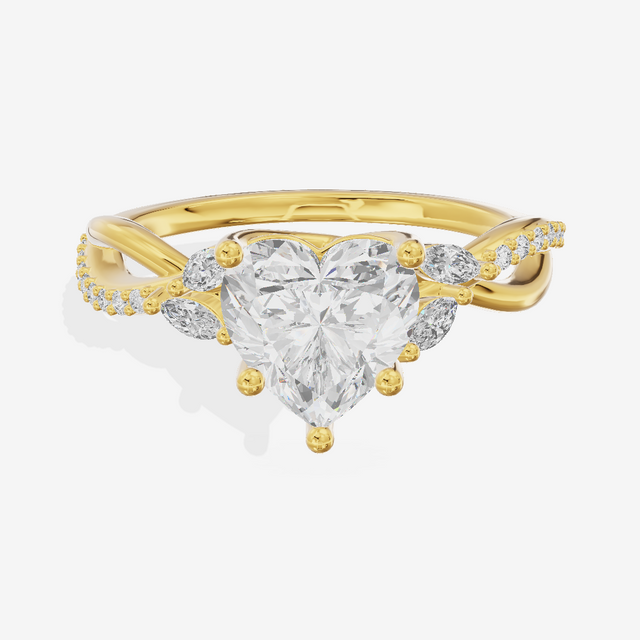 Petite Twine Heart Twisted Engagement Ring (1/5 ct. tw.) in 14K Yellow Gold