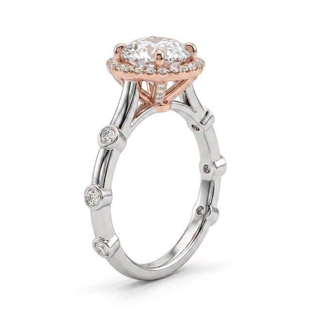 Cathedral Halo Round Engagement Ring