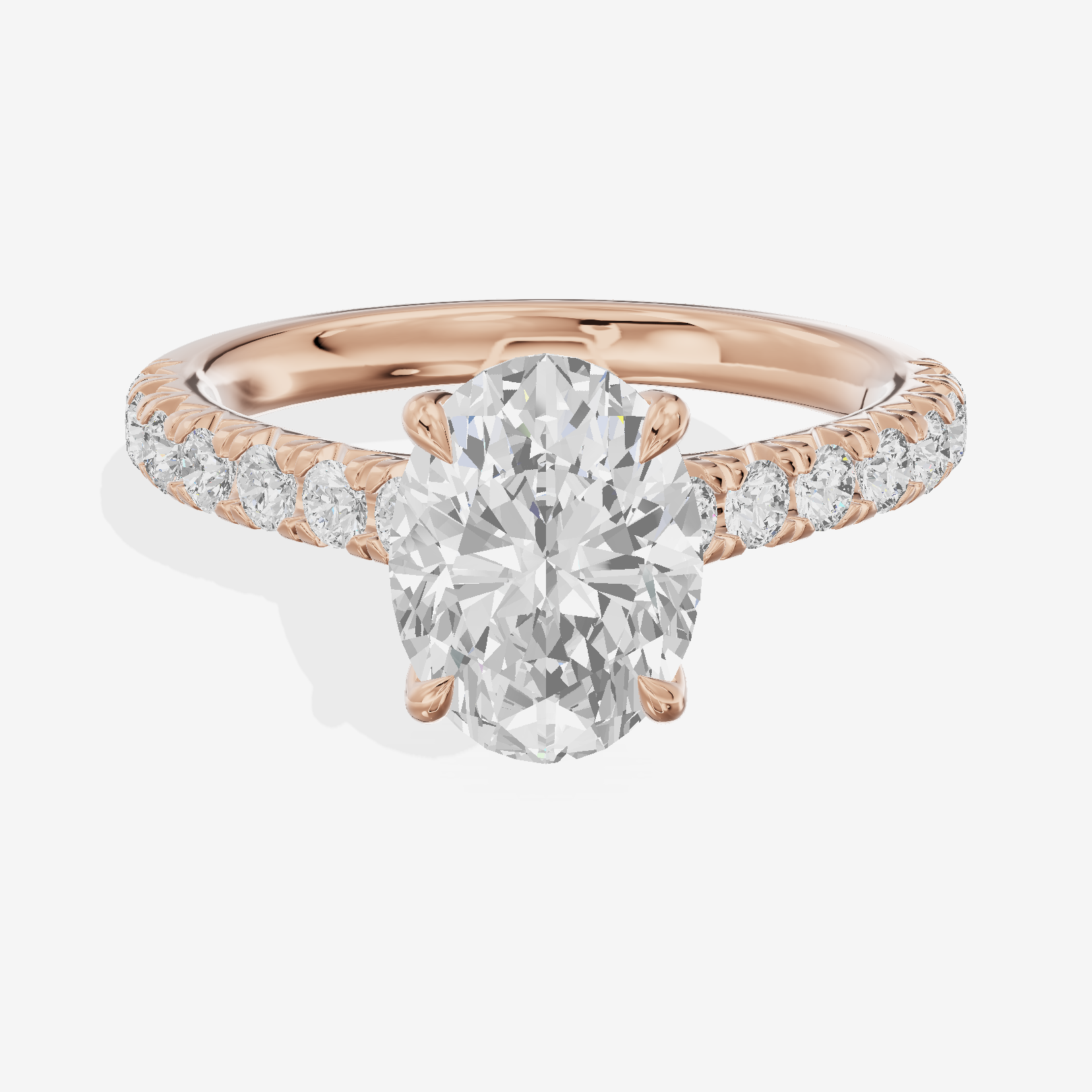 Whispered Sincere Oval Engagement Ring with Side Stones (2/5 ct. tw.) in 14K Rose Gold