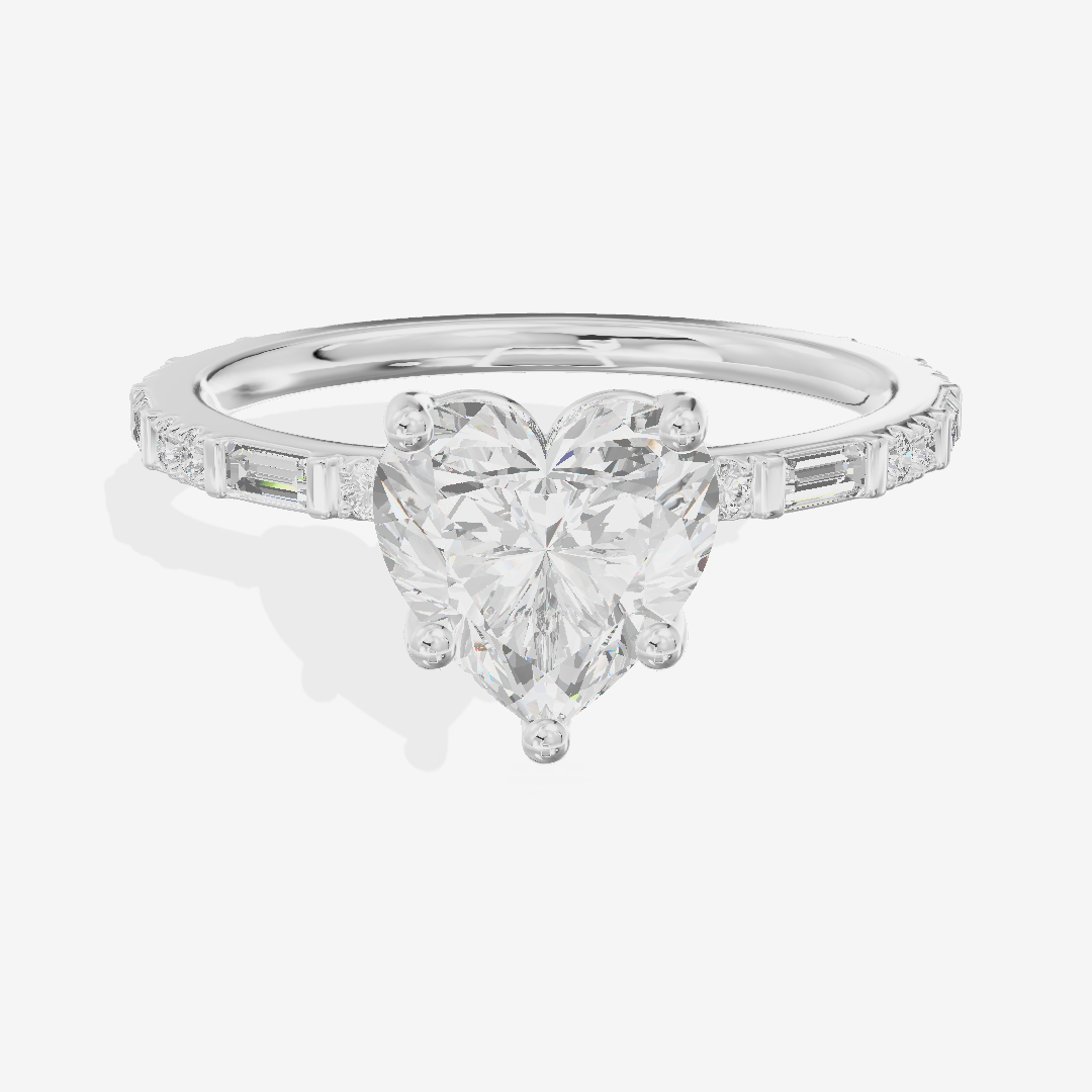 Twine Cathedral 1.8mm Heart Solitaire Engagement Ring (1/2 ct. tw.) in 14K White Gold