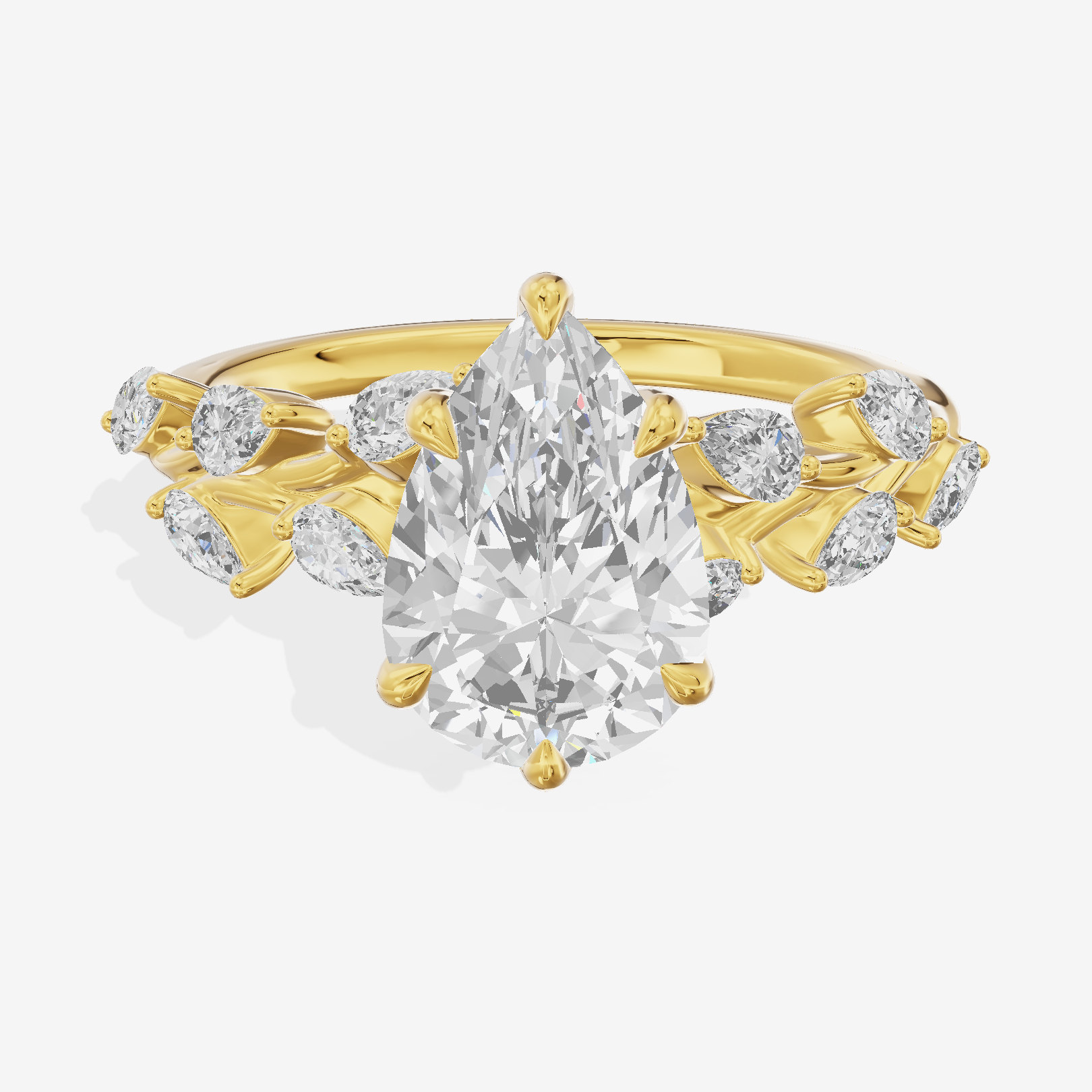 Classic Promezza Pear Engagement Ring with Side Stones (1/2 ct. tw.) in 18K Yellow Gold