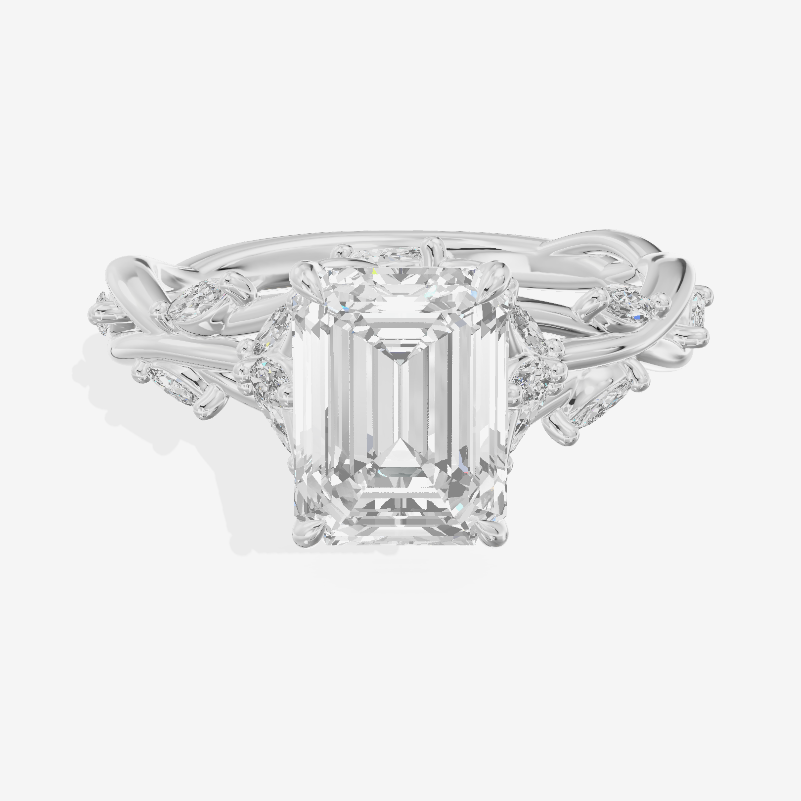 Twine Pavé Emerald Twisted Engagement Ring (1/2 ct. tw.) in Platinum