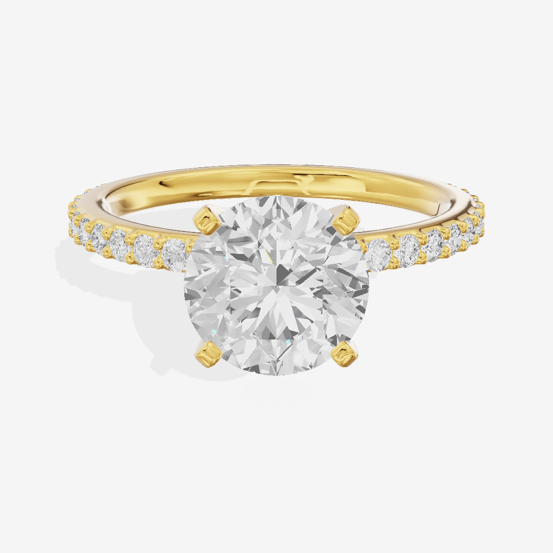 Petite Trellise Round Engagement Ring with Side Stones (1/3 ct. tw.) in 14K Yellow Gold