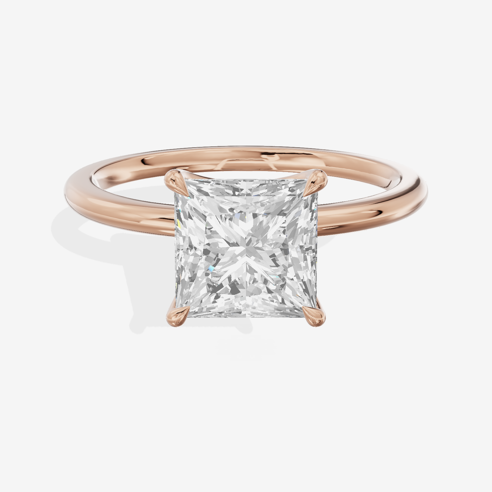 Petite Aimora 1.5mm Princess Solitaire Engagement Ring in 14K Rose Gold