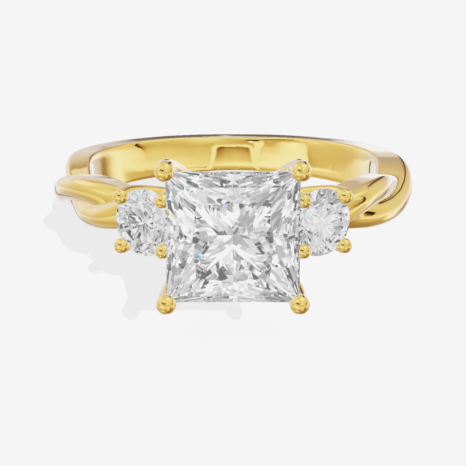 Twined Triade Princess Three Stone Engagement Ring (1/4 ct. tw.) in 18K Yellow Gold